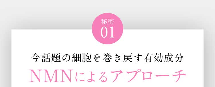 秘密01 今話題の細胞を巻き戻す有効成分NMNによるアプローチ